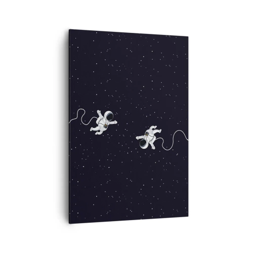Cuadro sobre lienzo - Impresión de Imagen - Astronautas flotando en el espacio con un telón de fondo de estrellas. - 70x100cm - Danza cósmica - Decoración de pared moderna para salón y dormitorio ARTTOR