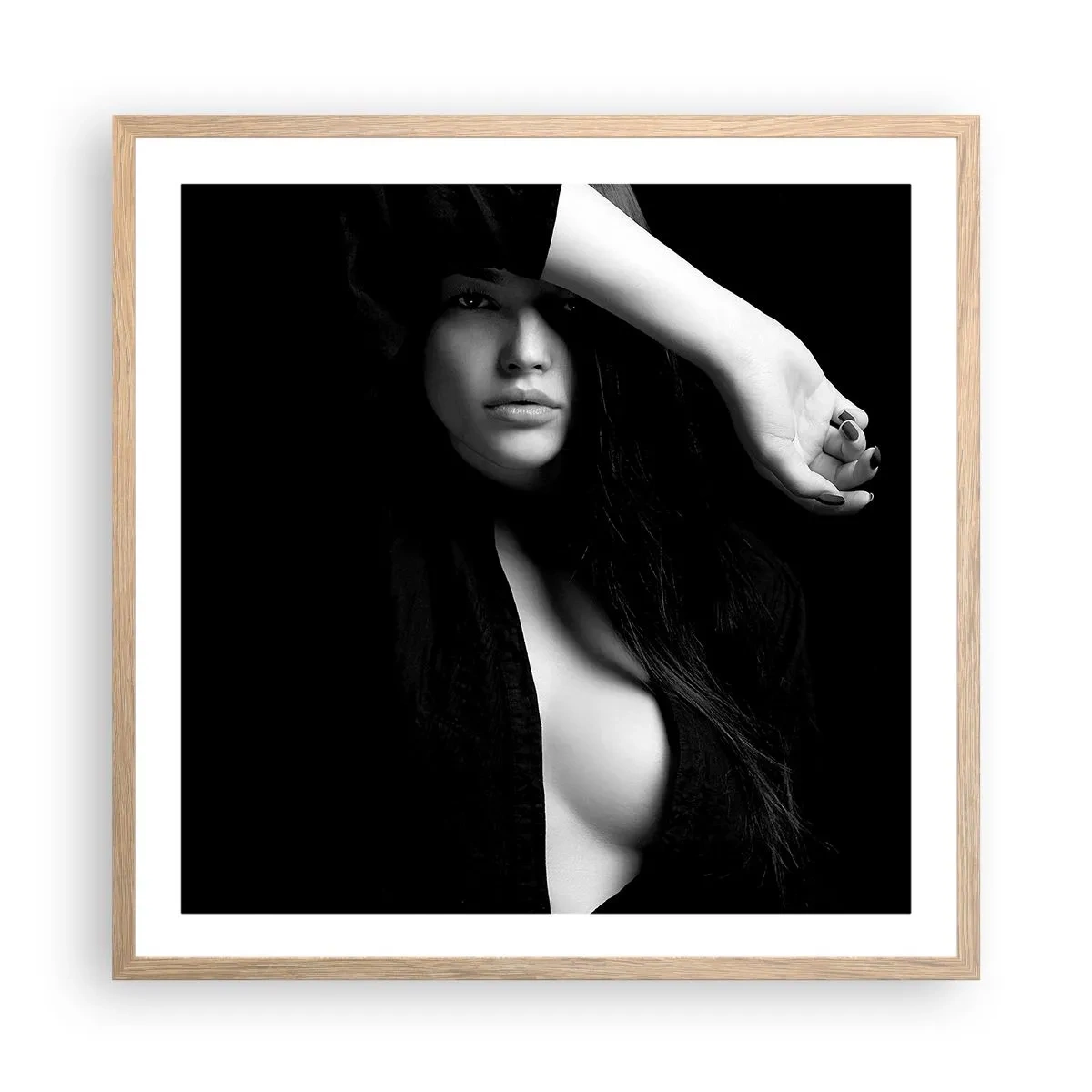 Póster en marco roble claro - Escuela de seducción - 60x60 cm