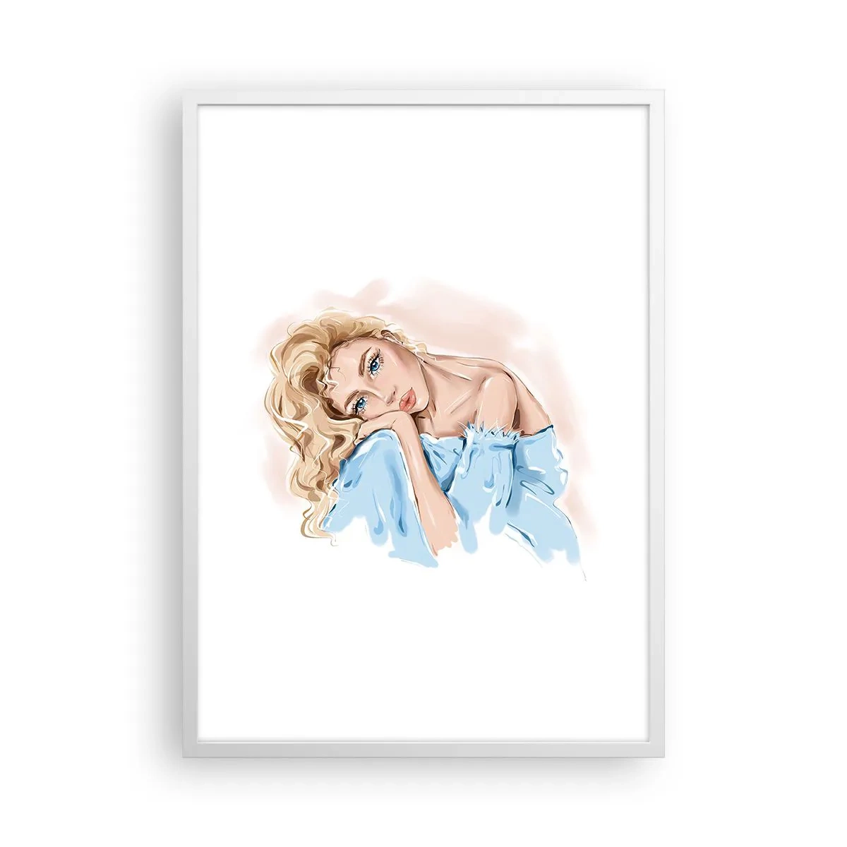 Póster en marco blanco - Soñar en azul - 50x70 cm