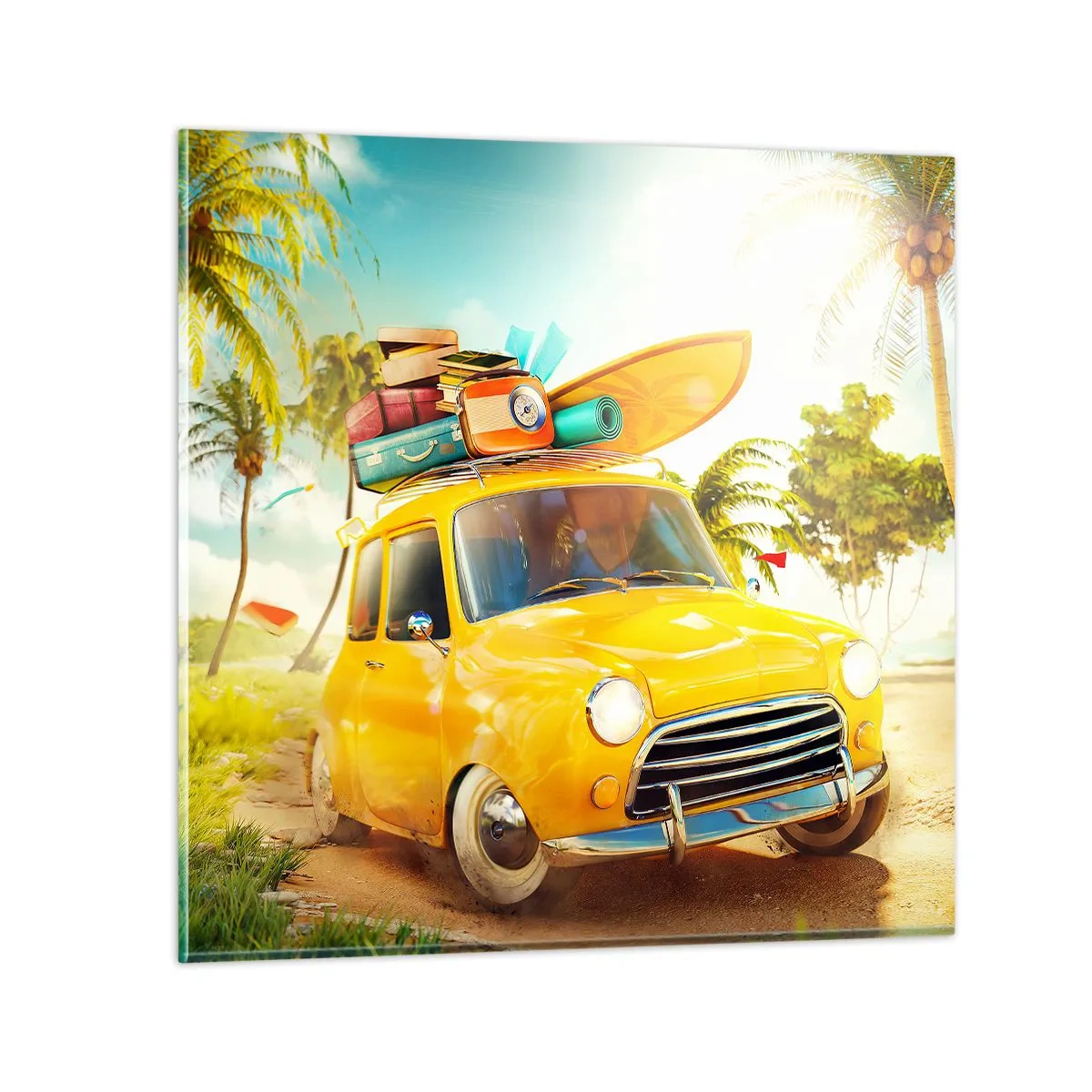 Cuadro sobre vidrio - Impresiones sobre Vidrio - Un viaje para más de una sonrisa - 70x70 cm