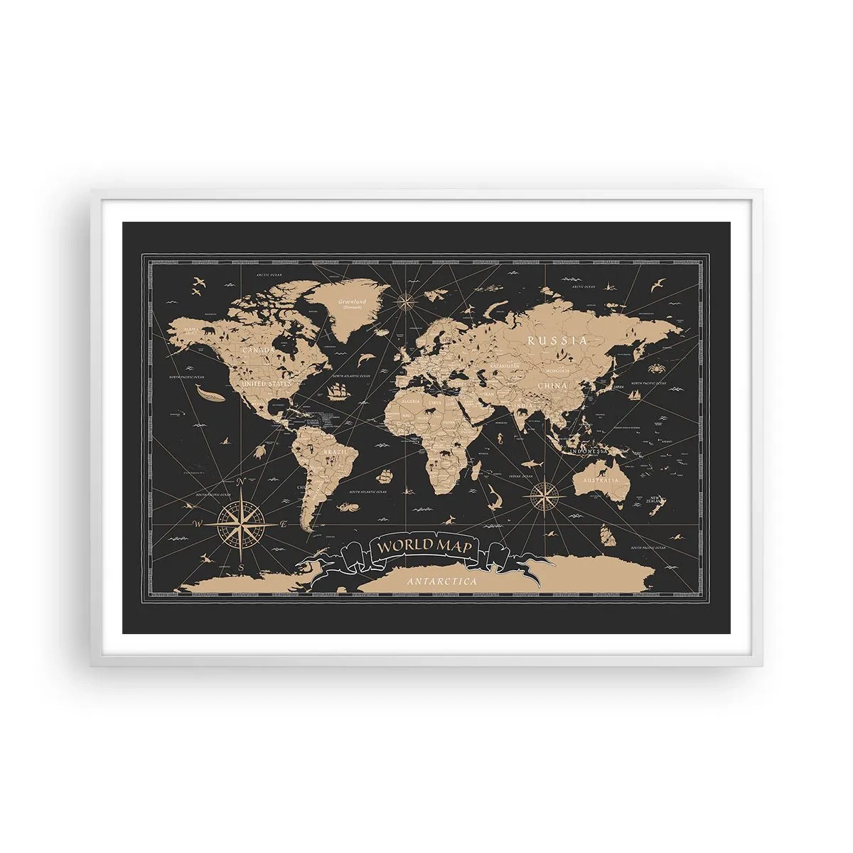 Póster en marco blanco - Las fronteras de mi mundo - 100x70 cm