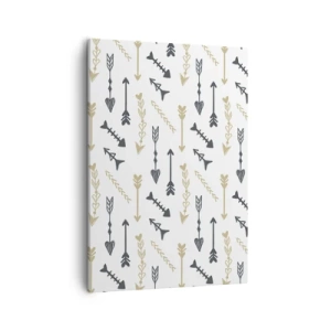 Cuadro sobre lienzo - Impresión de Imagen - Un patrón minimalista con flechas en colores beige y gris. - 50x70cm - El sueño de un arquero - Decoración de pared moderna para salón y dormitorio ARTTOR