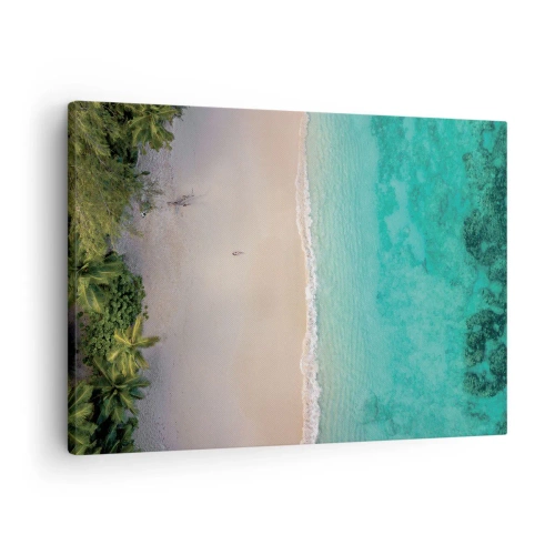 Cuadro sobre lienzo - Impresión de Imagen - Vista aérea de una playa tropical con agua turquesa. - 70x50cm - Playa del paraíso - Decoración de pared moderna para salón y dormitorio ARTTOR