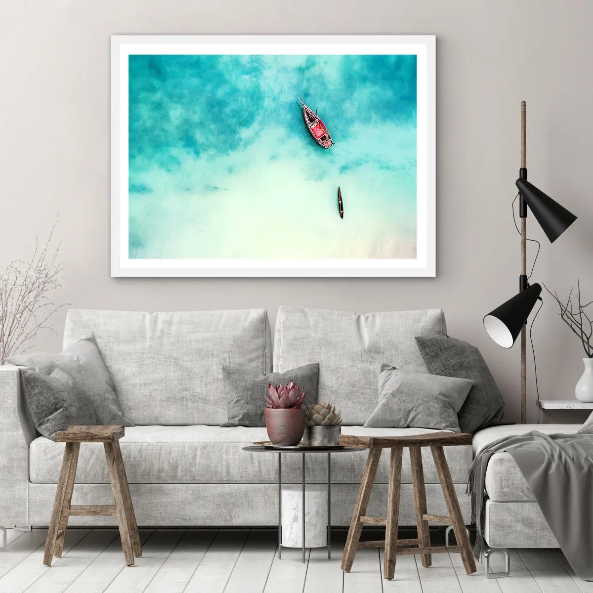 Póster en marco blanco - Porque en las playas de Zanzíbar, cuando las aguas se desbordan... - 70x50 cm