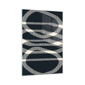 Cuadro sobre vidrio - Impresiones sobre Vidrio - Líneas geométricas en tonos claros sobre un fondo oscuro. - 70x100cm - Un intento de romper la oscuridad - Decoración de pared moderna para salón y dormitorio ARTTOR