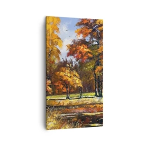 Cuadro sobre lienzo - Impresión de Imagen - Paisaje en dorado y marrón - 45x80 cm