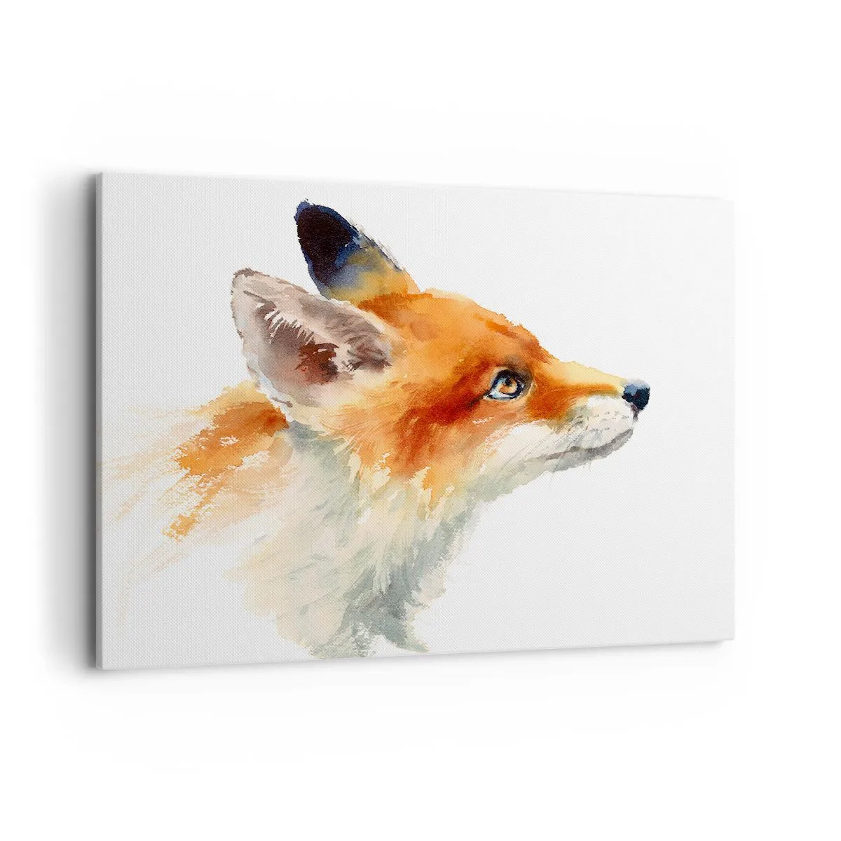 Cuadro sobre lienzo - Impresión de Imagen - Zorro rojo en estilo acuarela sobre fondo blanco. - 100x70cm - Nunca se es demasiado cuidadoso - Decoración de pared moderna para salón y dormitorio ARTTOR