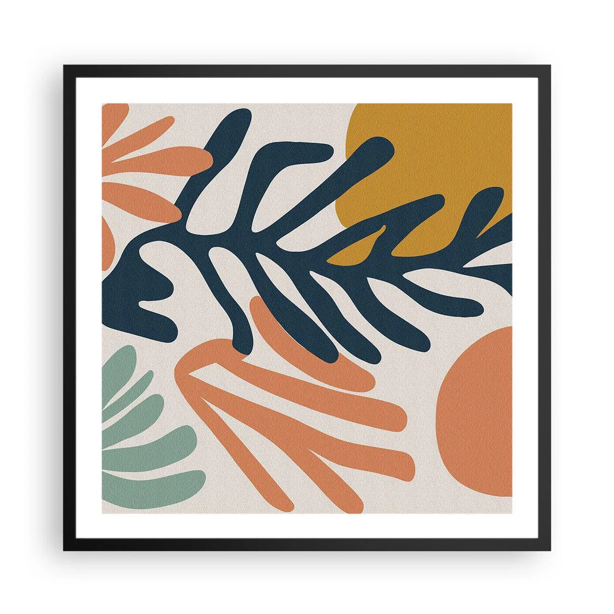 Póster en marco negro - Mares de coral - 60x60 cm