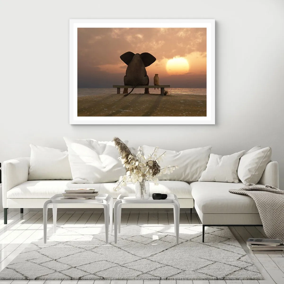 Póster en marco blanco - Es bueno estar en silencio juntos - 100x70 cm