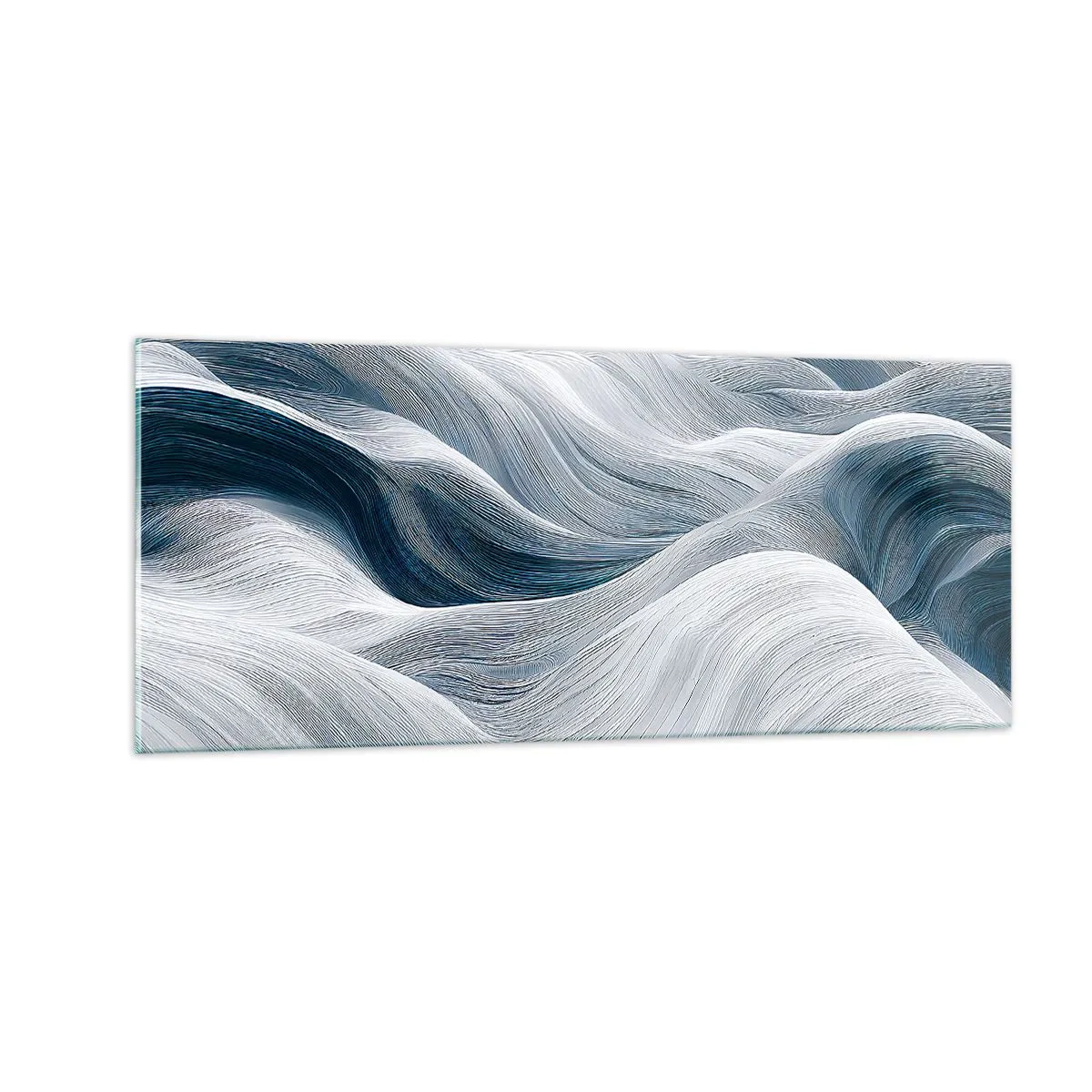 Cuadro sobre vidrio - Impresiones sobre Vidrio - Olas blancas y azules - 100x40 cm