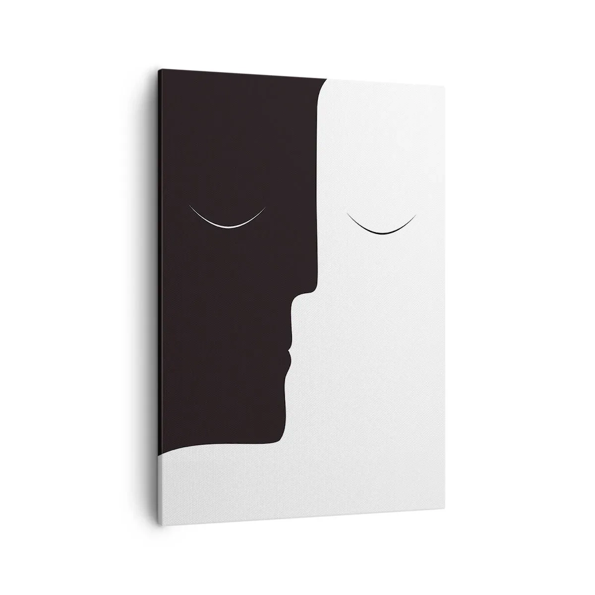 Cuadro sobre lienzo - Impresión de Imagen - Una silueta minimalista de dos caras en colores contrastantes. - 50x70cm - Unidad de los opuestos - Decoración de pared moderna para salón y dormitorio ARTTOR