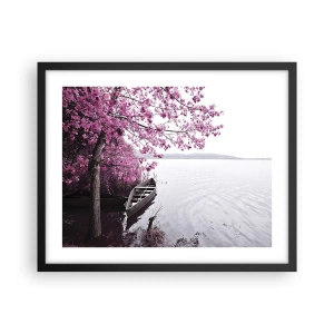 Póster en marco negro - En el silencio rosa - 50x40 cm