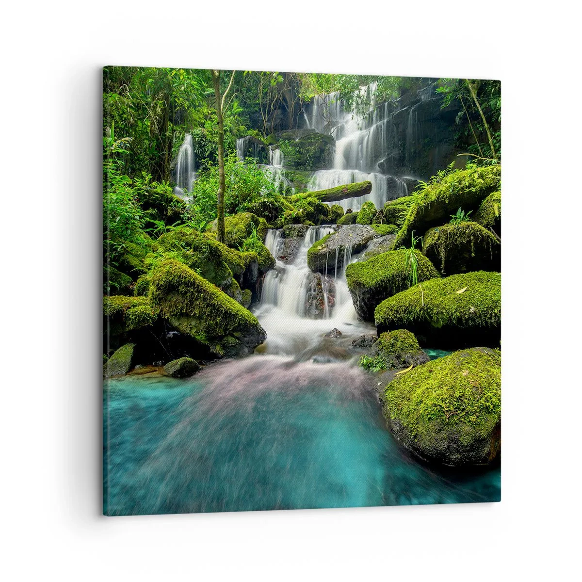 Cuadro sobre lienzo - Impresión de Imagen - Turquesa, zafiro y plata líquida - 50x50 cm