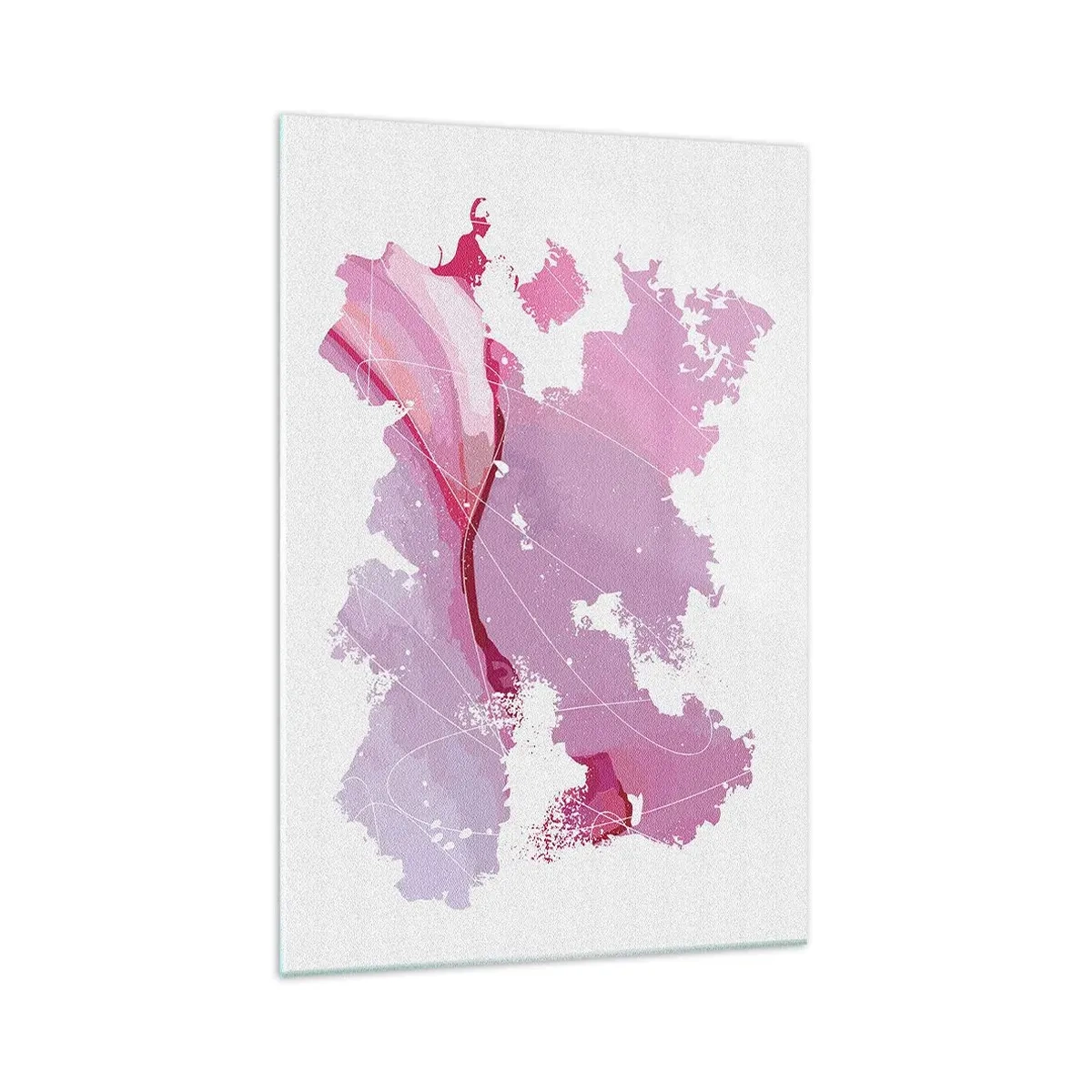 Cuadro sobre vidrio - Impresiones sobre Vidrio - Mapa del mundo abstracto en tonos rosa - 70x100cm - Mapa de un mundo rosa - Decoración de pared moderna para salón y dormitorio ARTTOR