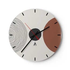 Reloj de pared - Reloj de vidrio - Líneas concéntricas y círculos geométricos en contraste - 30x30cm - En el centro de la atención - Decoración de pared moderna para salón, cocina y dormitorio ARTTOR