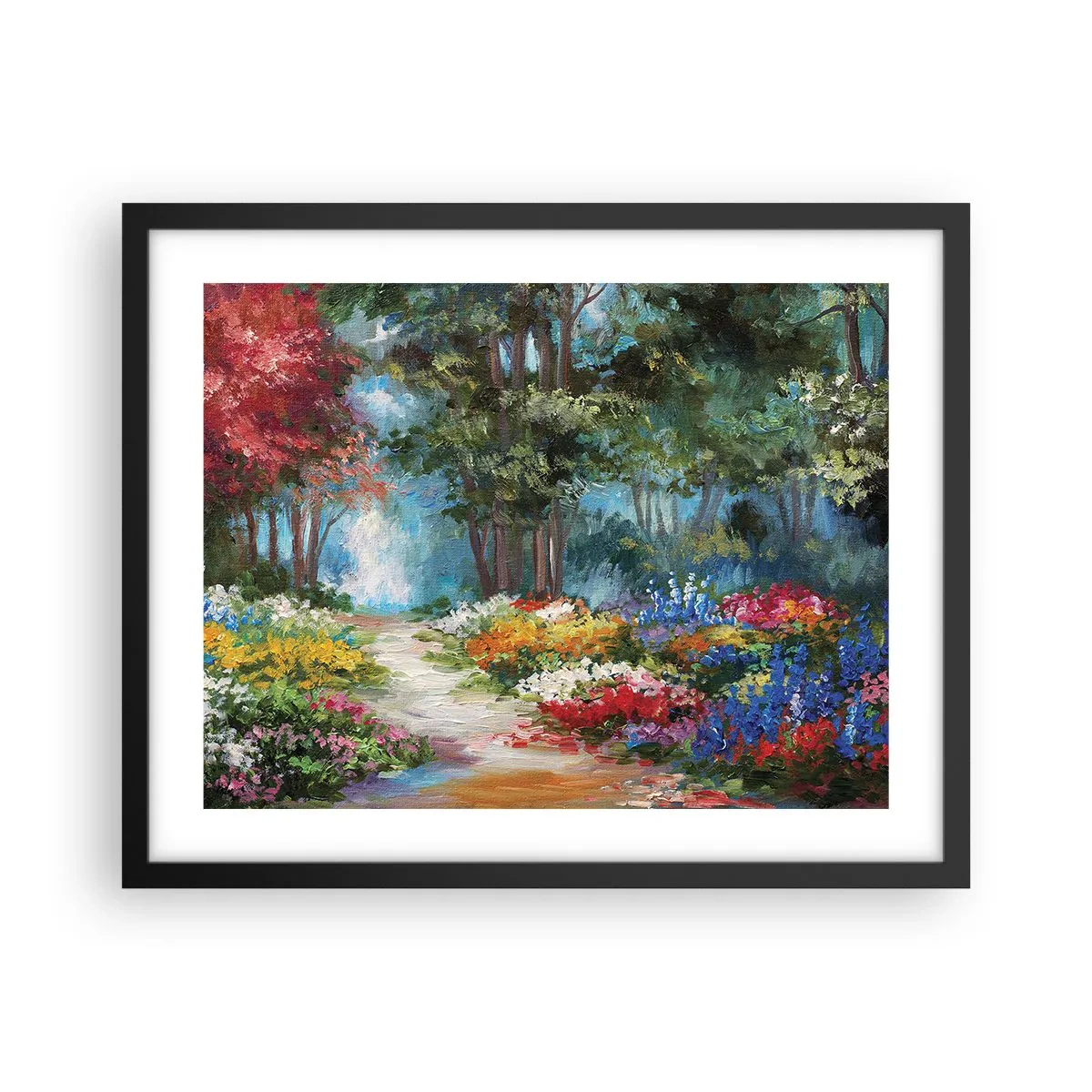Póster en marco negro - Jardín forestal, bosque floral - 50x40 cm