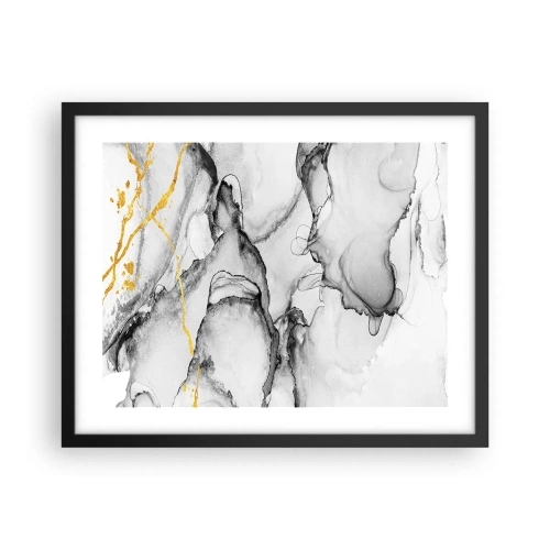 Póster en marco negro - Composición con motivo de oro - 50x40 cm