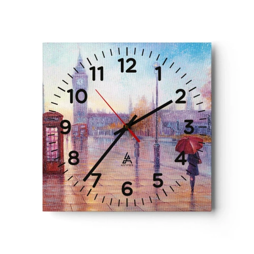 Reloj de pared - Reloj de vidrio - Un día de otoño en Londres - 30x30 cm