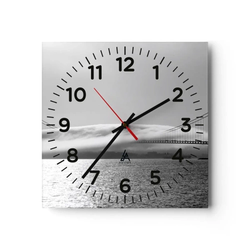 Reloj de pared - Reloj de vidrio - Navegue por el Golden Gate - 30x30 cm