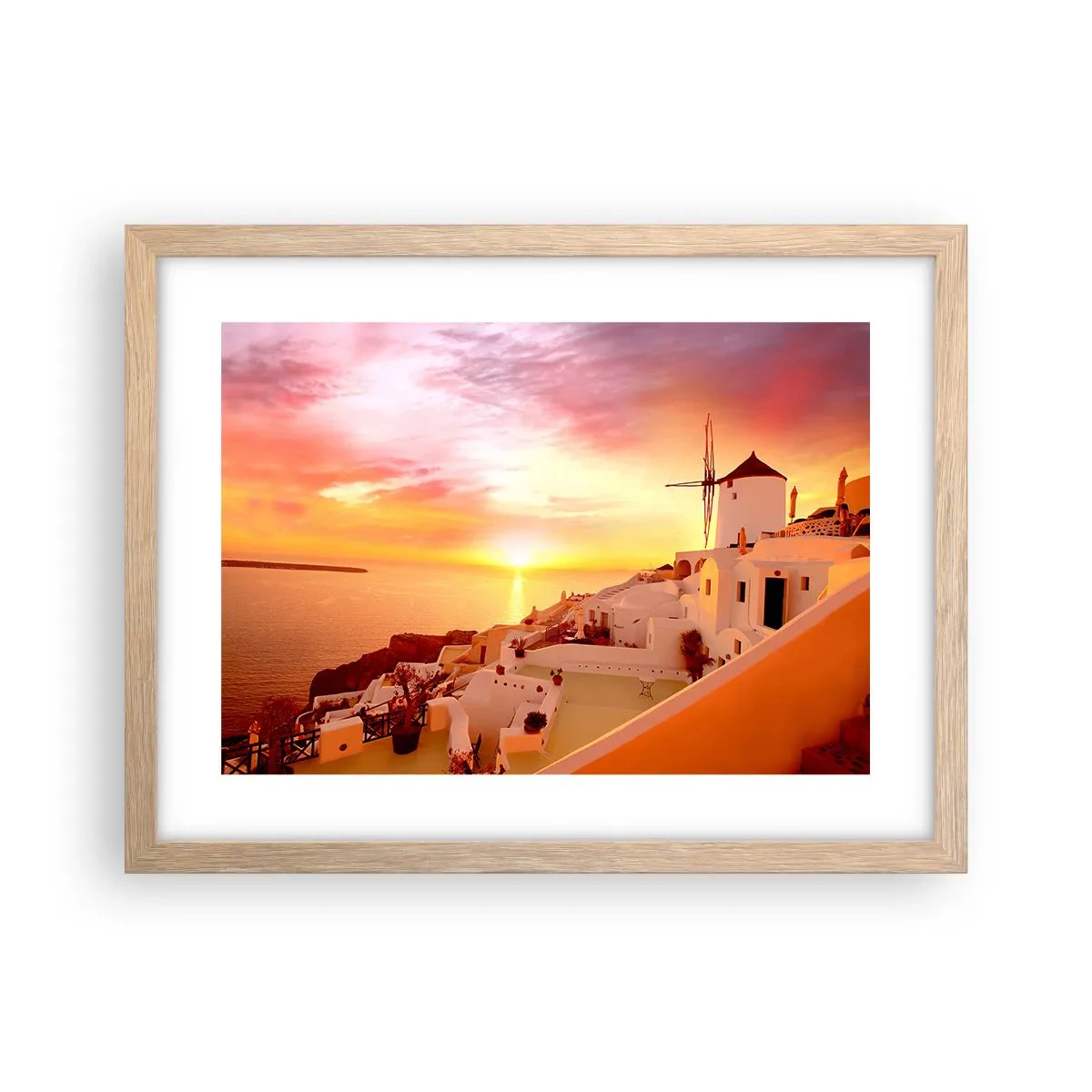 Póster en marco roble claro - Blanco y dorado - 40x30 cm