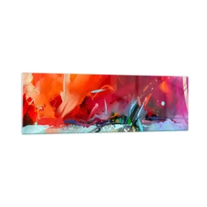 Cuadro sobre vidrio - Impresiones sobre Vidrio - Paisaje abstracto en colores intensos - 160x50cm - Una explosión de luces y colores - Decoración de pared moderna para salón y dormitorio ARTTOR