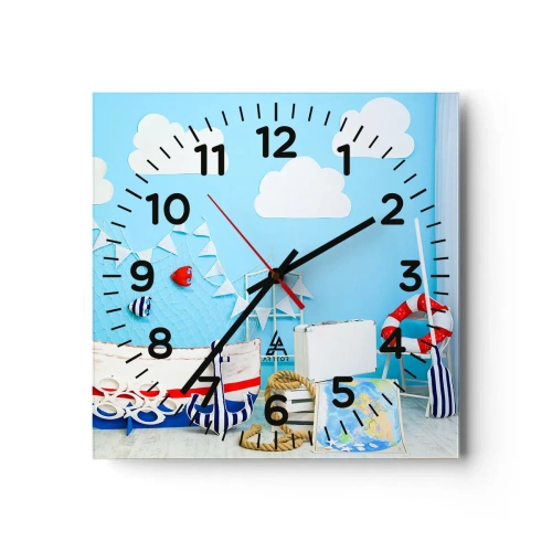 Reloj de pared - Reloj de vidrio - El ansia de aventura de un niño - 30x30 cm