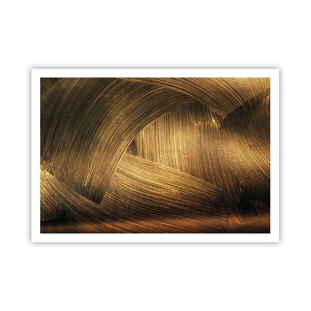 Póster - Pinceladas abstractas doradas - 100x70cm - En un laberinto de oro - Decoración de pared moderna para salón y dormitorio ARTTOR