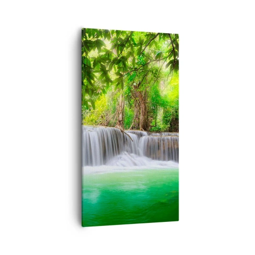 Cuadro sobre lienzo - Impresión de Imagen - Cascada en verde - 55x100 cm