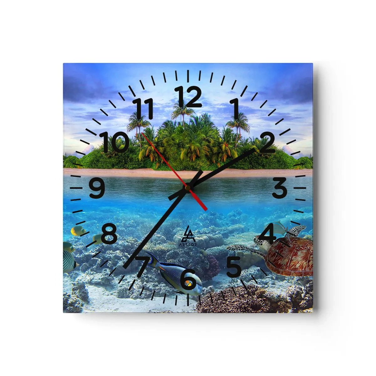 Reloj de pared - Reloj de vidrio - Una isla paradisíaca te invita - 40x40 cm