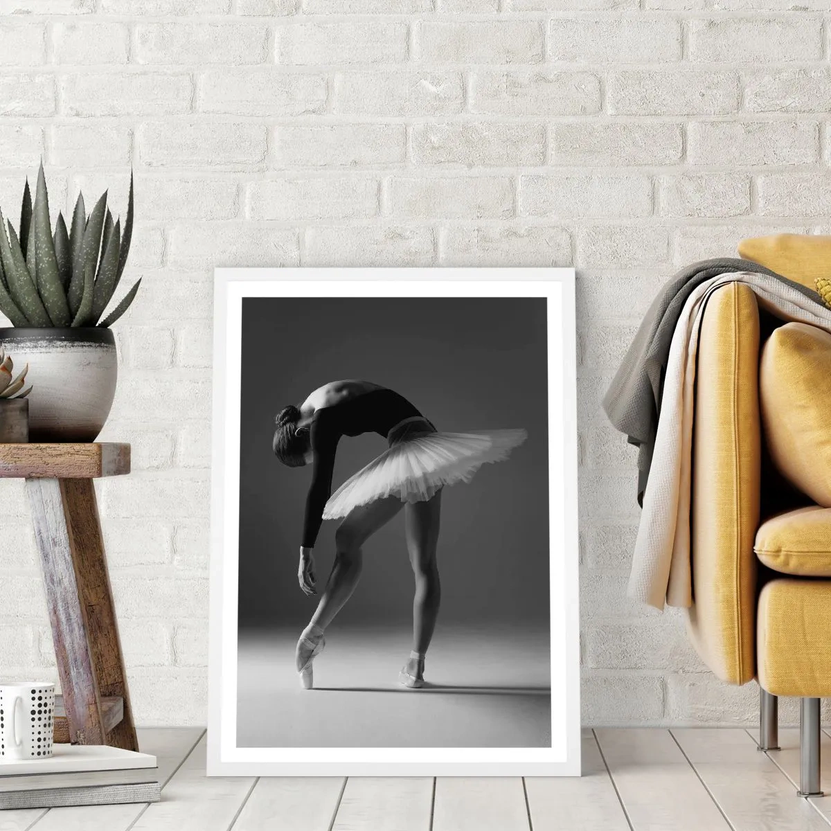 Póster en marco blanco - Bella bailarina - 50x70 cm