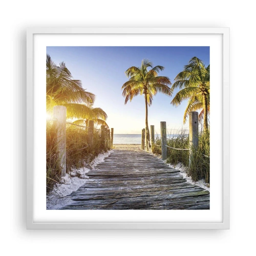 Póster en marco blanco - Directo al paraíso - 50x50 cm