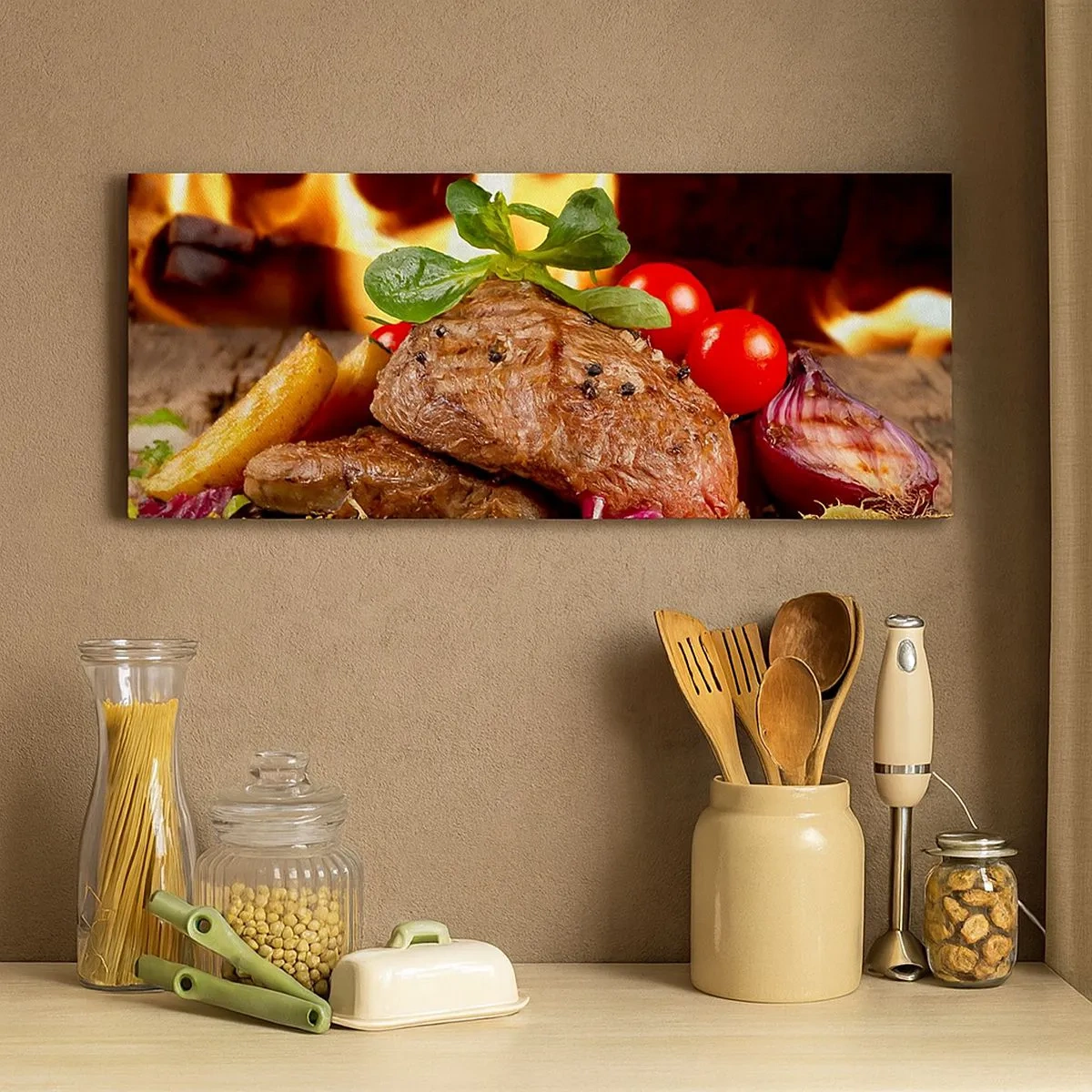 Cuadro sobre lienzo - Impresión de Imagen - Embrujo de fuego - 100x40 cm