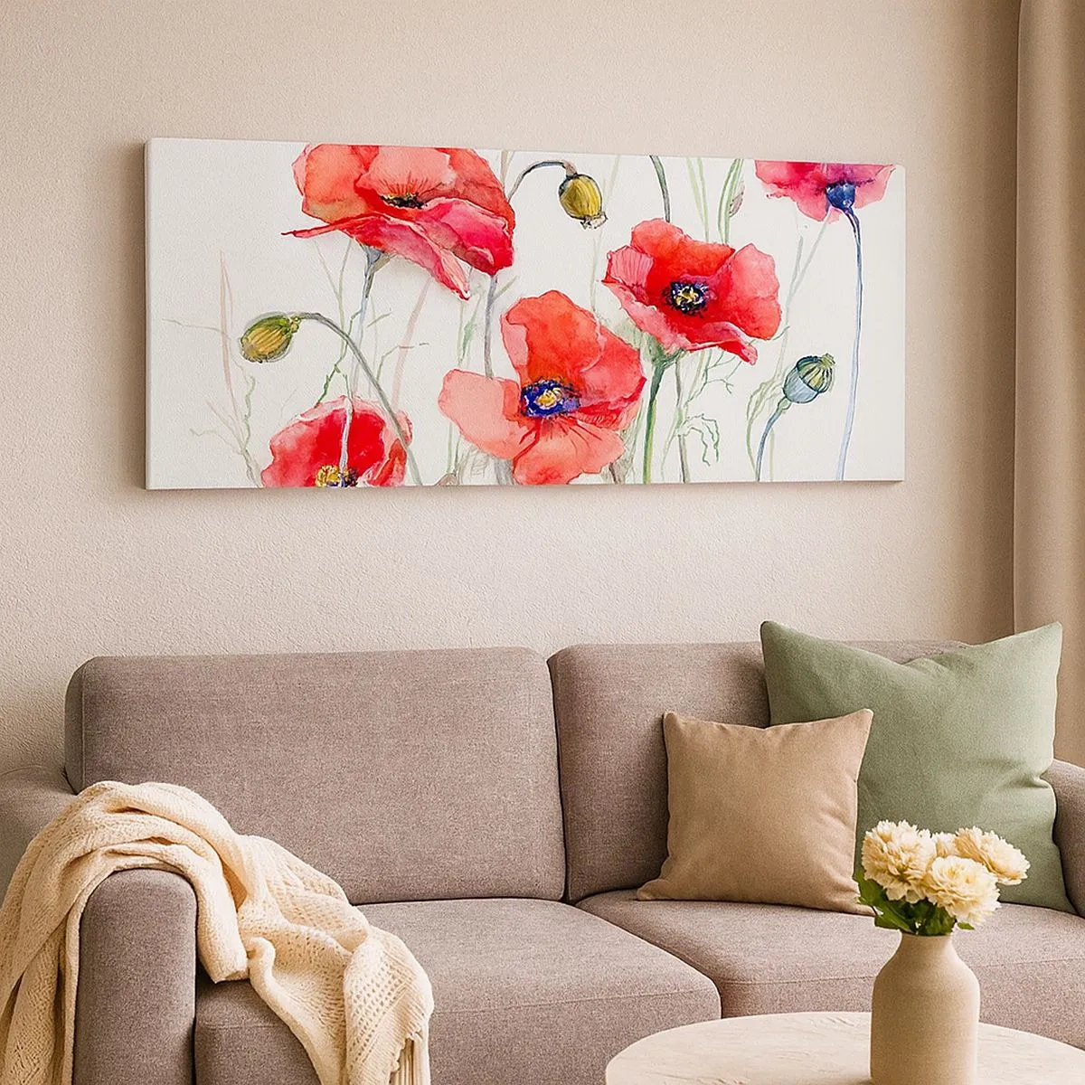 Cuadro sobre lienzo - Impresión de Imagen - Flores polacas - 100x40 cm