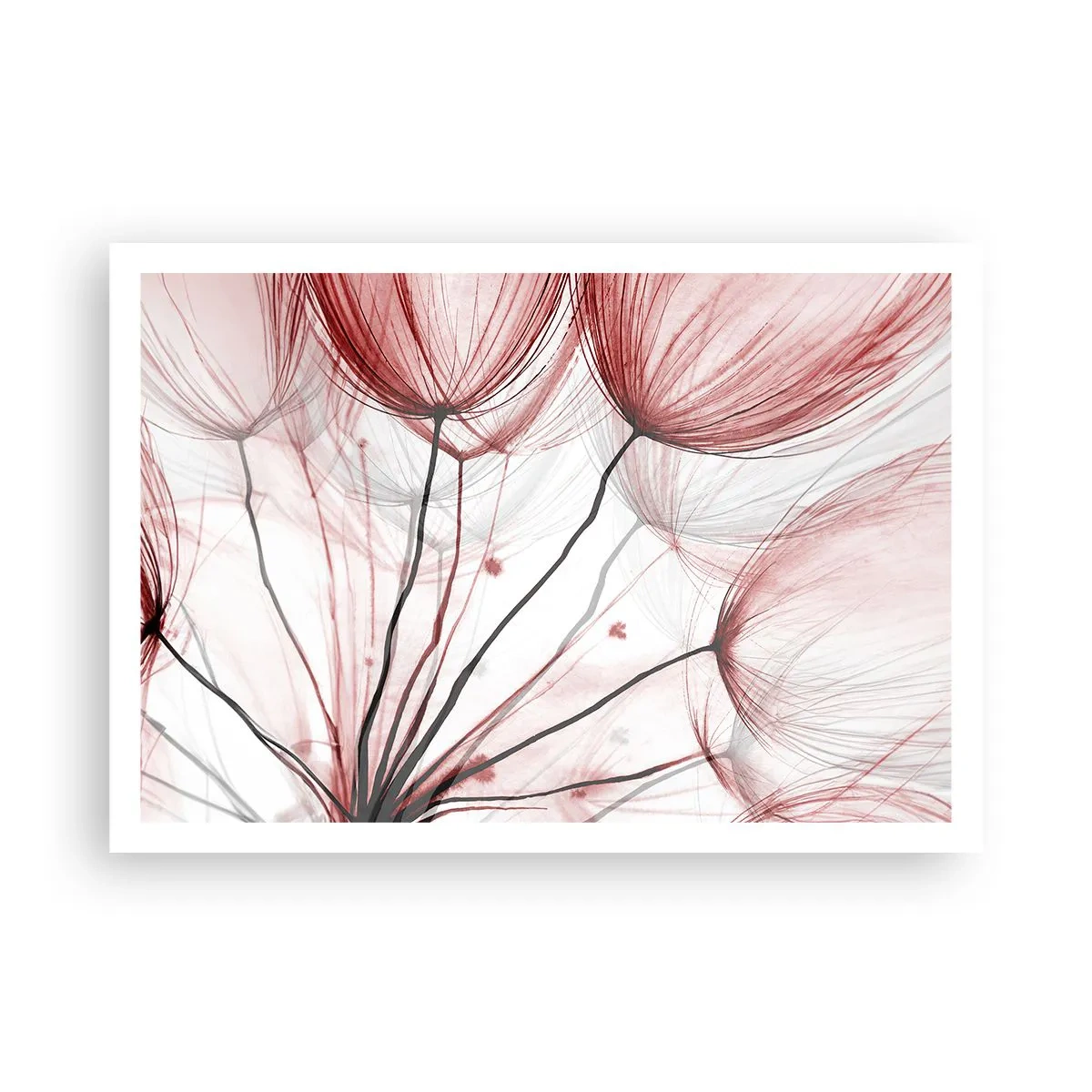 Póster - Delicadas flores en tonos rojos sobre un fondo claro. - 100x70cm - Antes de partir - Decoración de pared moderna para salón y dormitorio ARTTOR