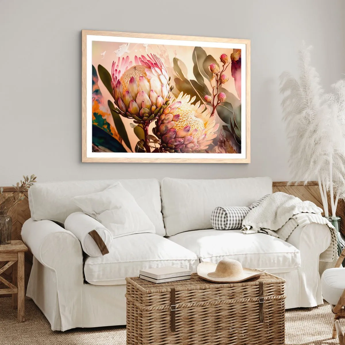 Póster en marco roble claro - Abrazados con ternura - 91x61 cm