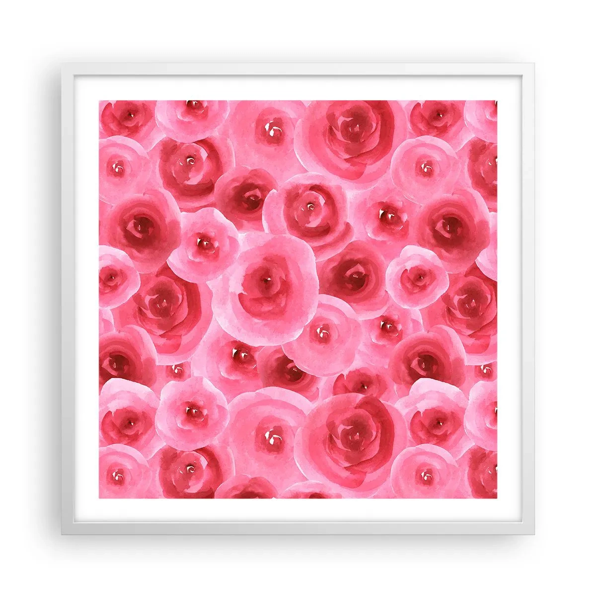 Póster en marco blanco - Rosas abajo y arriba - 60x60 cm