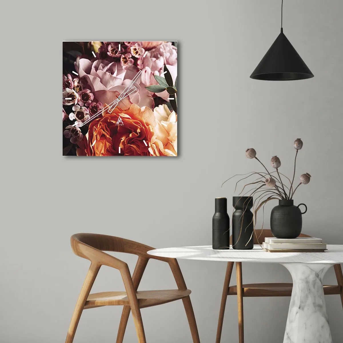 Reloj de pared - Reloj de vidrio - Belleza envolvente - 30x30 cm