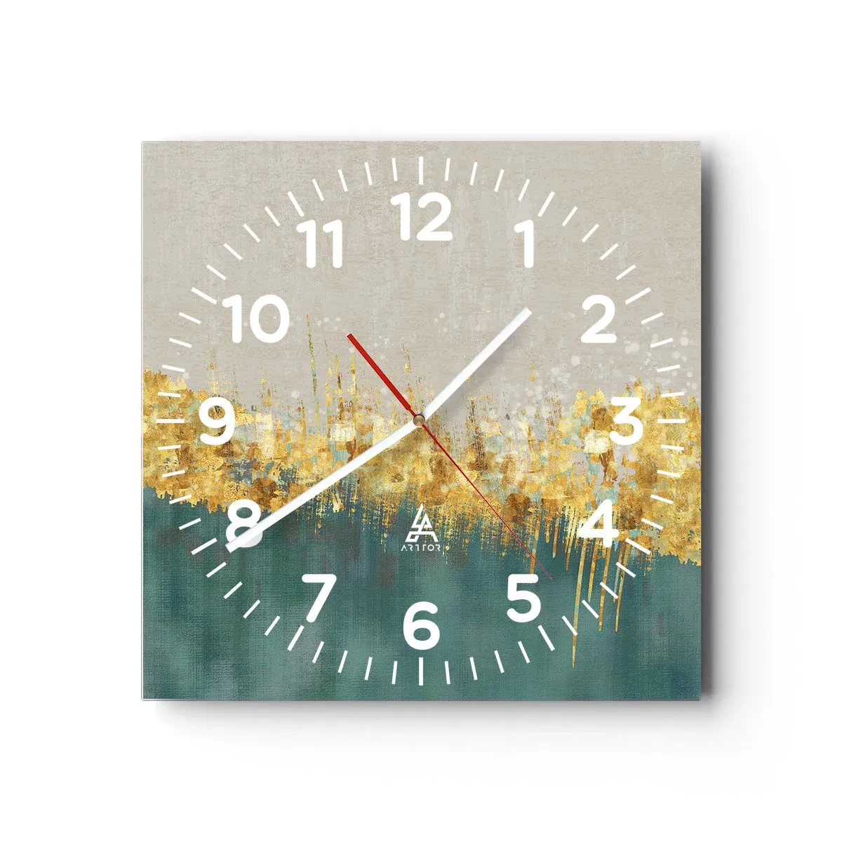 Reloj de pared - Reloj de vidrio - La frontera dorada - 30x30 cm