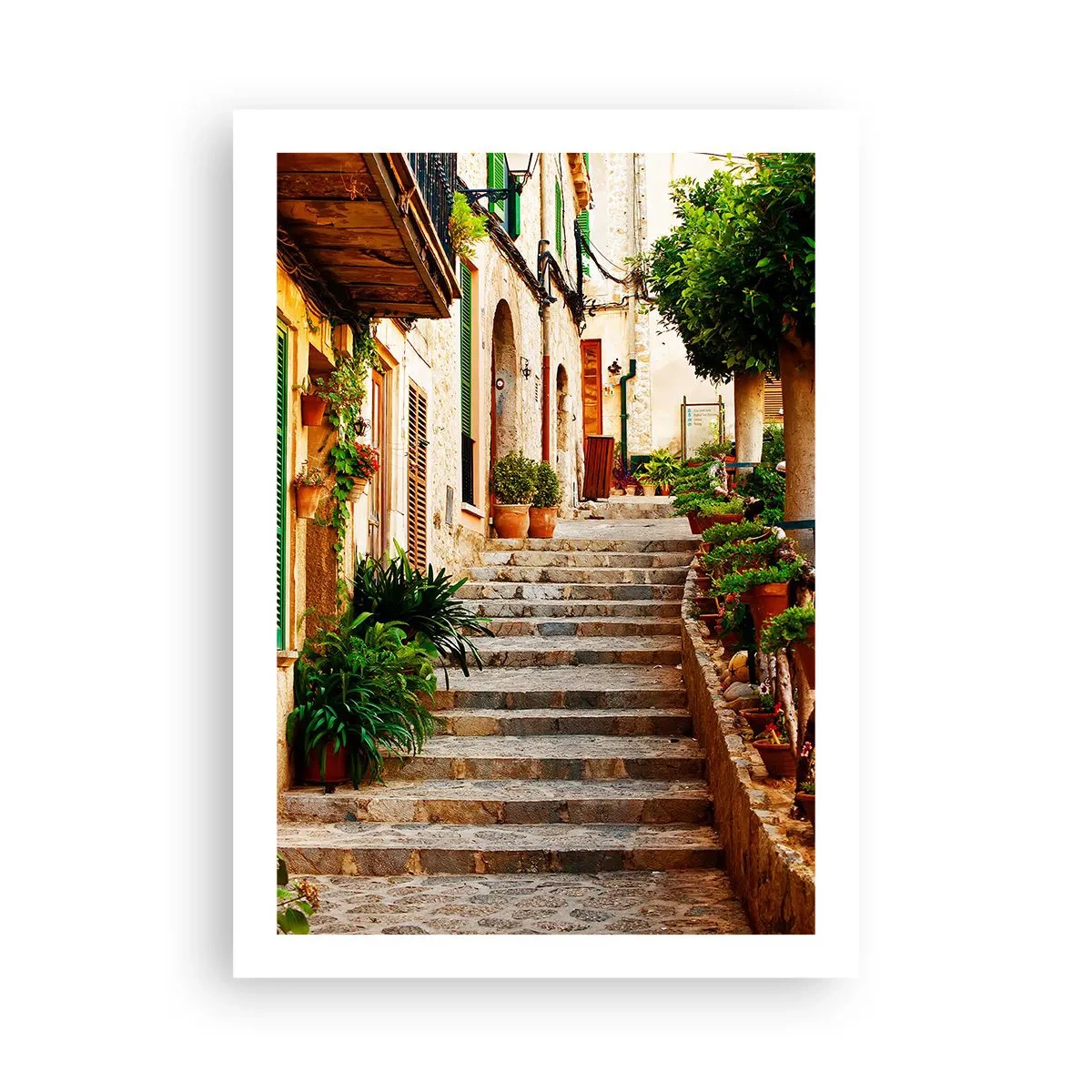 Póster - El encanto de una calle mediterránea - 50x70cm - La magia de unas vacaciones en España - Decoración de pared moderna para salón y dormitorio ARTTOR