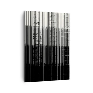 Cuadro sobre lienzo - Impresión de Imagen - Composición abstracta de líneas en blanco y negro contrastantes. - 50x70cm - Ondas y vibraciones - Decoración de pared moderna para salón y dormitorio ARTTOR