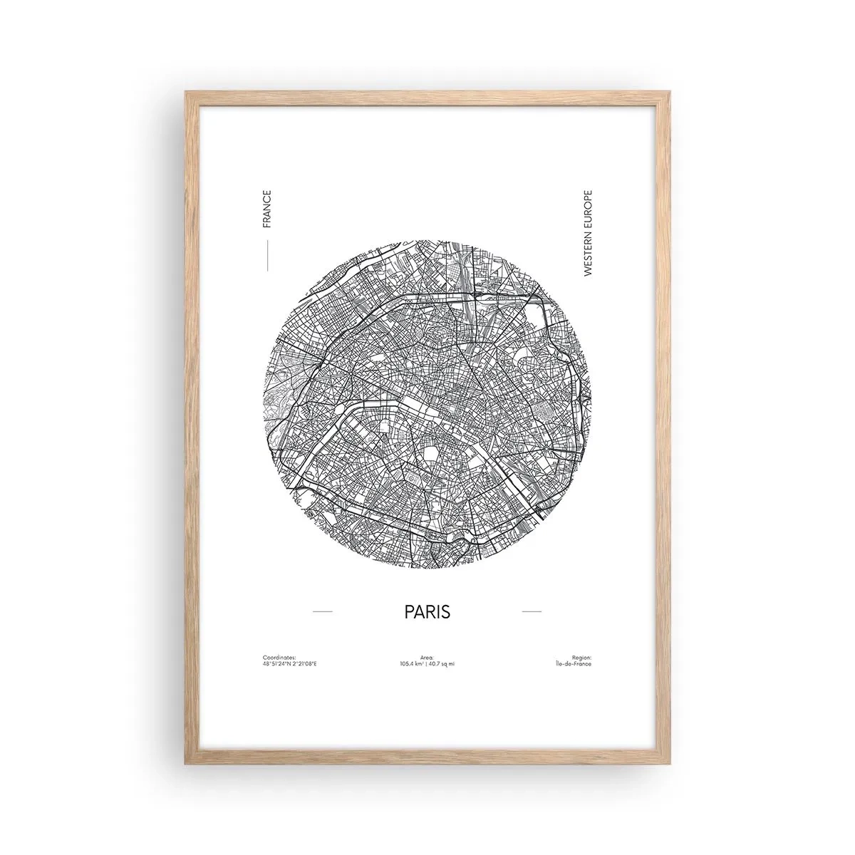 Póster en marco roble claro - Anatomía de París - 50x70 cm