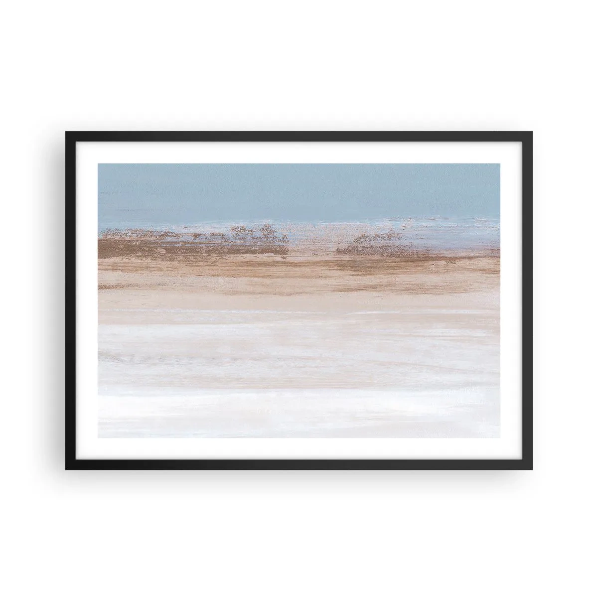 Póster en marco negro - Un paisaje sutil en tonos pastel de azul y beige. - 70x50cm - Paisaje ambiguo - Decoración de pared moderna para salón y dormitorio ARTTOR