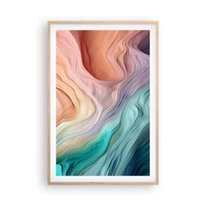 Póster en marco roble claro - Ola arco iris - 61x91 cm