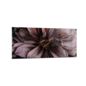 Cuadro sobre vidrio - Impresiones sobre Vidrio - Detalle de primer plano de una flor grande en colores sutiles. - 120x50cm - Corazón floral - Decoración de pared moderna para salón y dormitorio ARTTOR