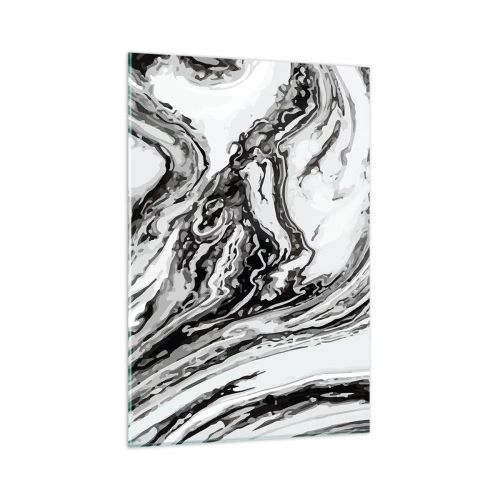Cuadro sobre vidrio - Impresiones sobre Vidrio - Patrón de mármol abstracto en blanco y negro - 80x120cm - Al principio existía el caos - Decoración de pared moderna para salón y dormitorio ARTTOR