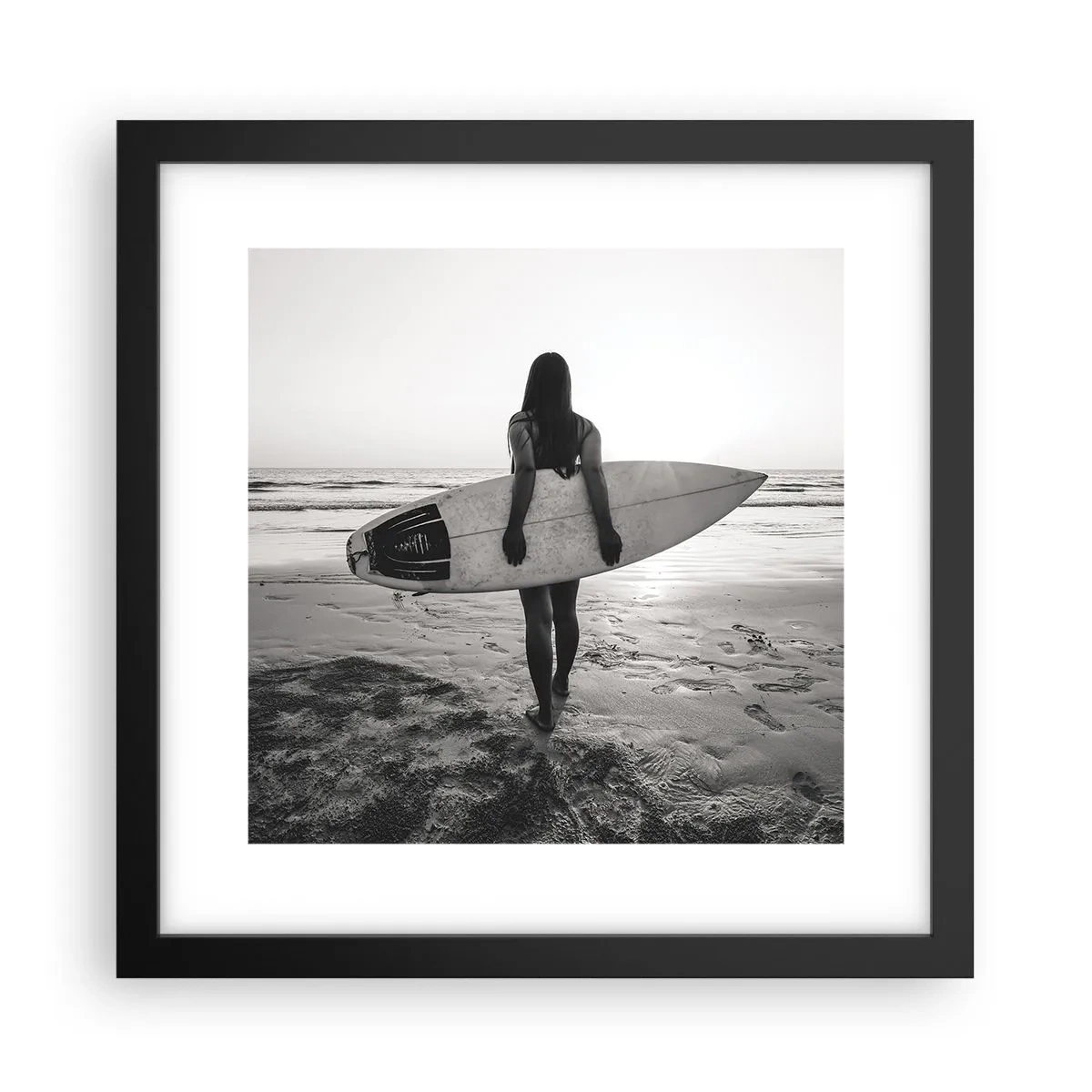 Póster en marco negro - Hija de las olas marinas - 30x30 cm