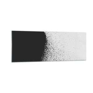 Cuadro sobre vidrio - Impresiones sobre Vidrio - Patrón abstracto con partículas negras sobre un fondo claro - 140x50cm - El movimiento de las partículas - Decoración de pared moderna para salón y dormitorio ARTTOR