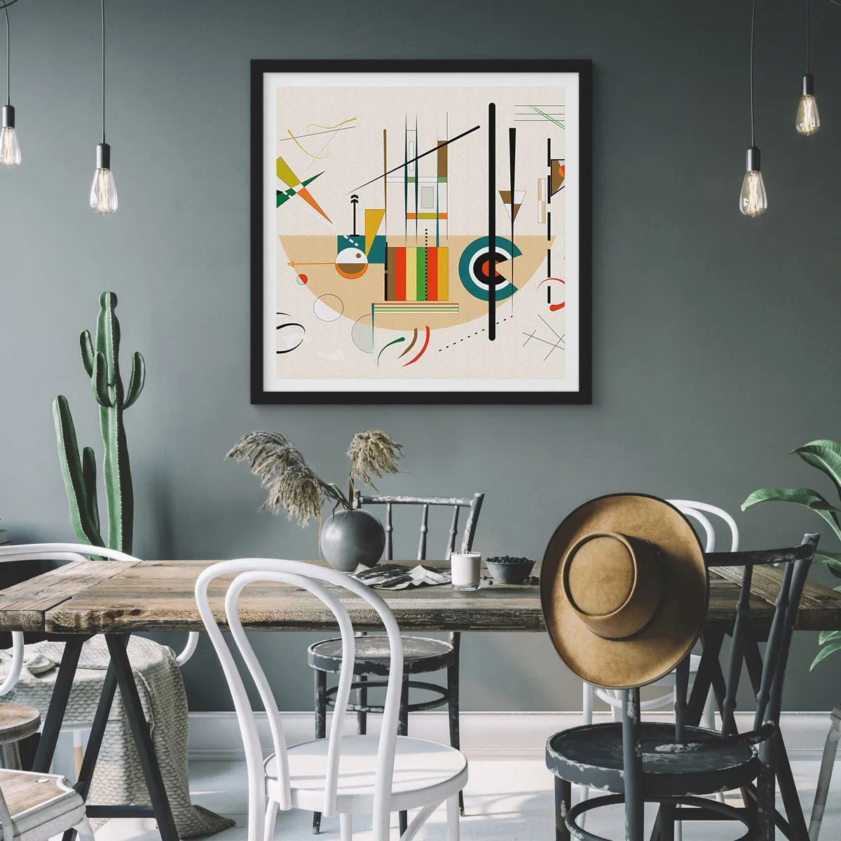 Póster en marco negro - Y el mundo ríe - 50x50 cm