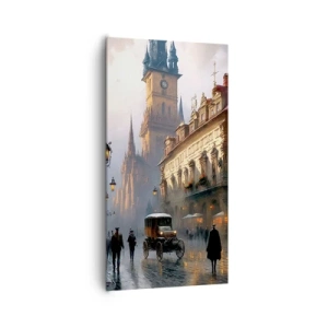 Cuadro sobre lienzo - Impresión de Imagen - La magia de una noche de Praga - 65x120 cm