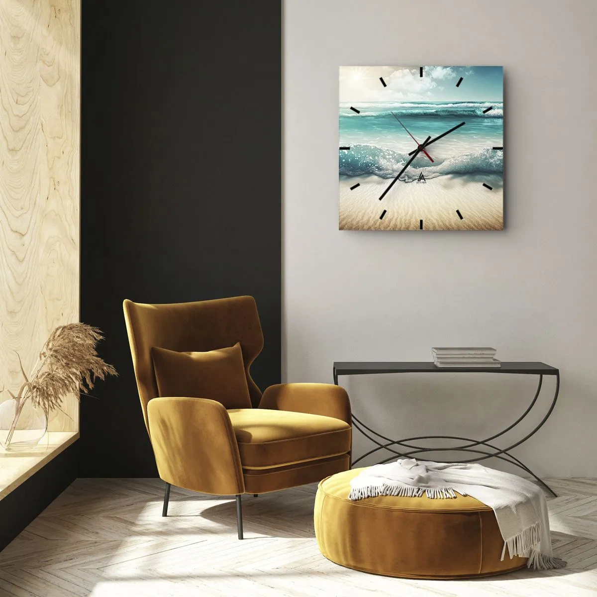 Reloj de pared - Reloj de vidrio - Calma oceánica - 40x40 cm